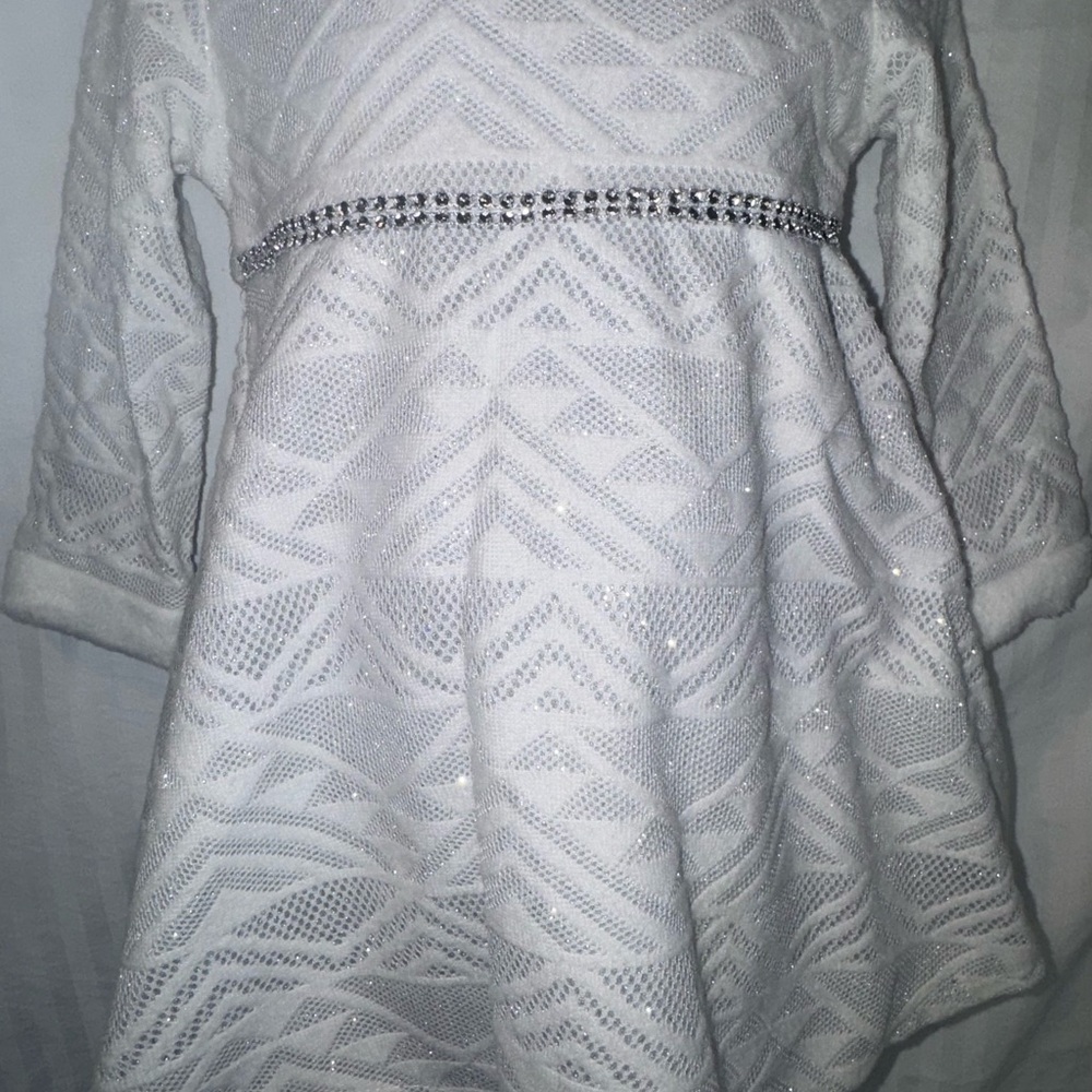 Youngland Girls 24M White Sparkle Long Sleeve Dress Holiday, photos, Wedding